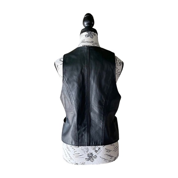 Vintage Black Leather Vest — 1980s Biker, M-L - Picture 3 of 3